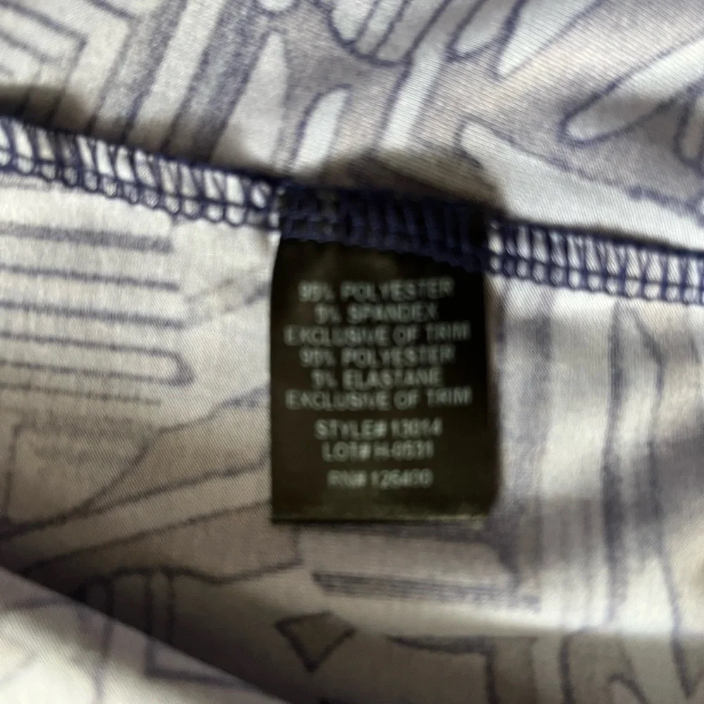 Antthony Blue Print Women’s Split Neck Top Sz L - Picture 4 of 6